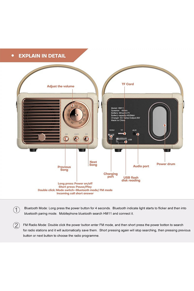 NEW RETRO MINI BLUETOOTH SPEAKER