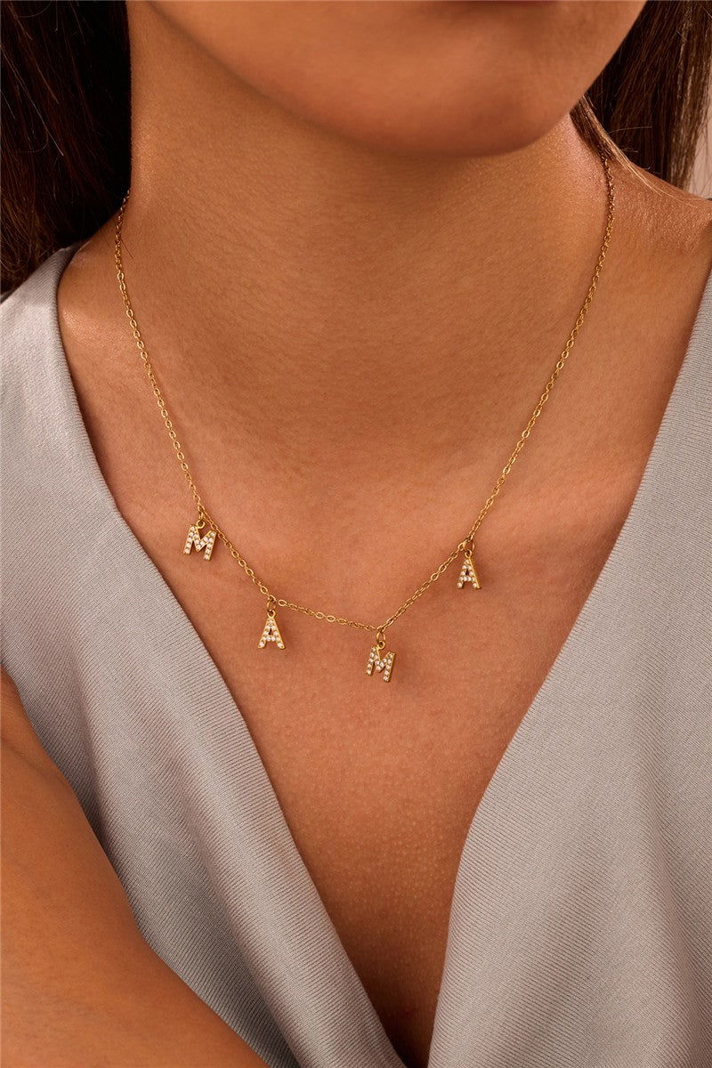MAMA GOLD CRYSTAL CHAIN NECKLACE