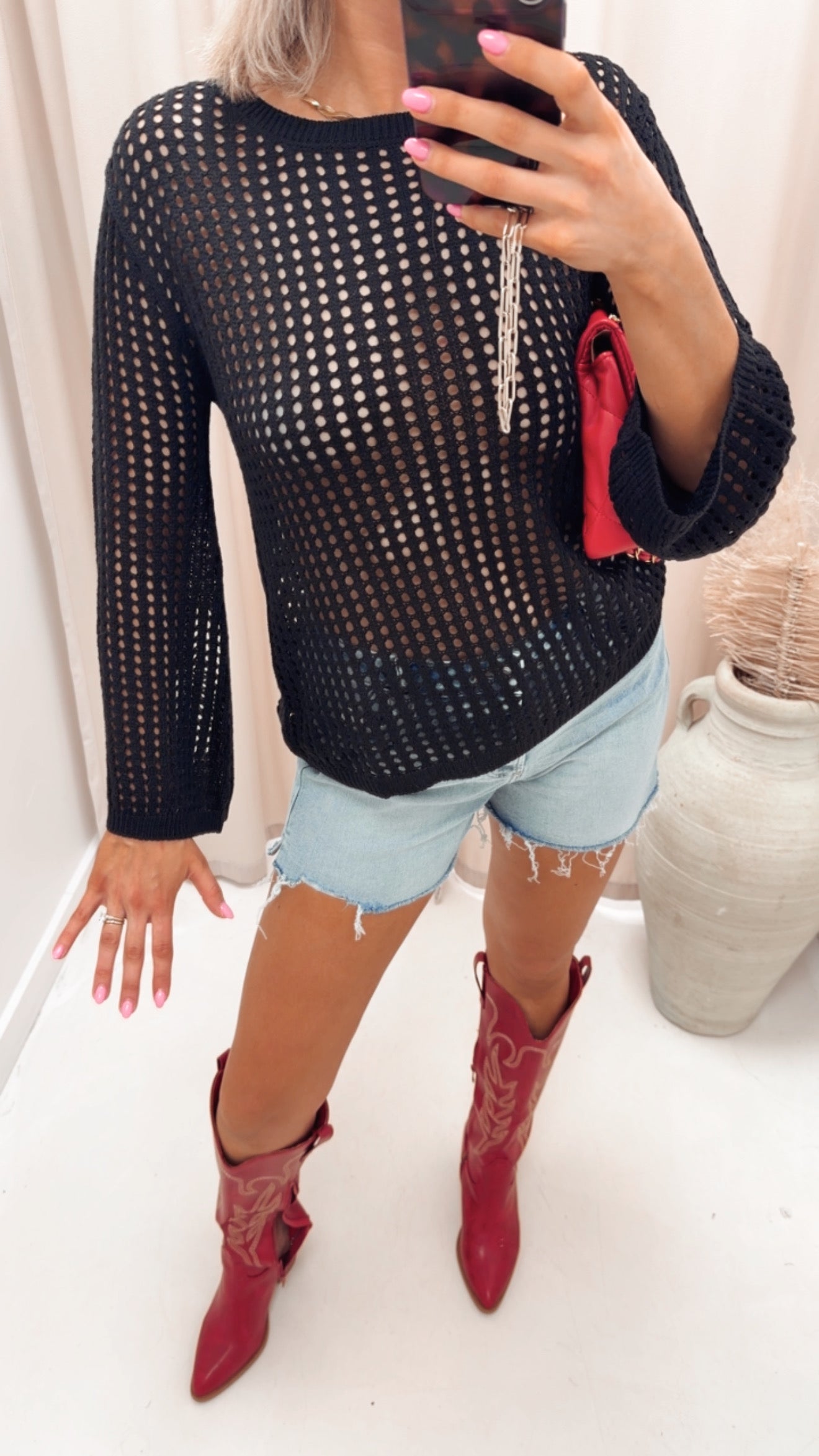 HOLLOW OUT LONG SLEEVE SWEATER