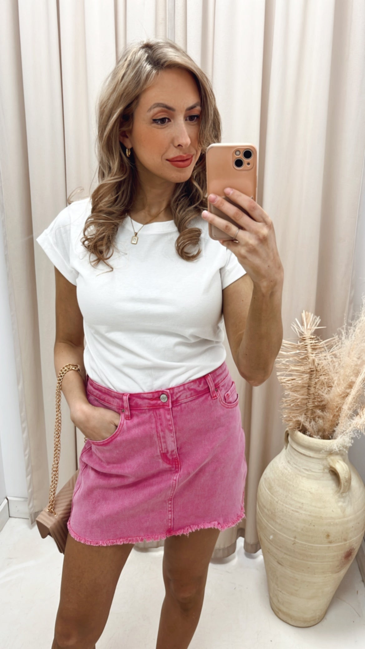 NEW WILLOW DENIM SKIRT (HOT PINK) | BEST SELLER