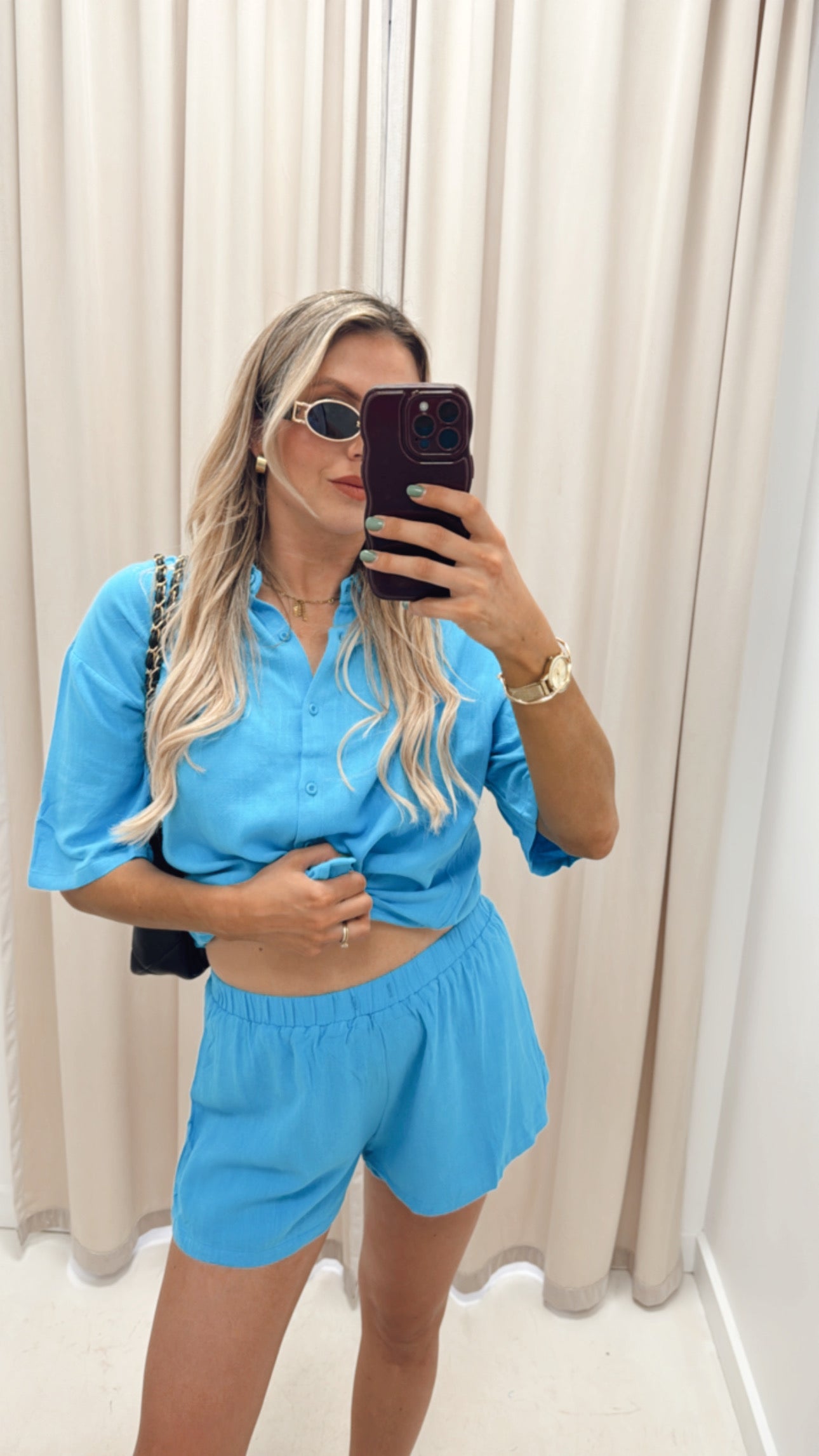 CLAVIYA TWO PIECE SHORT SET (BLUE)