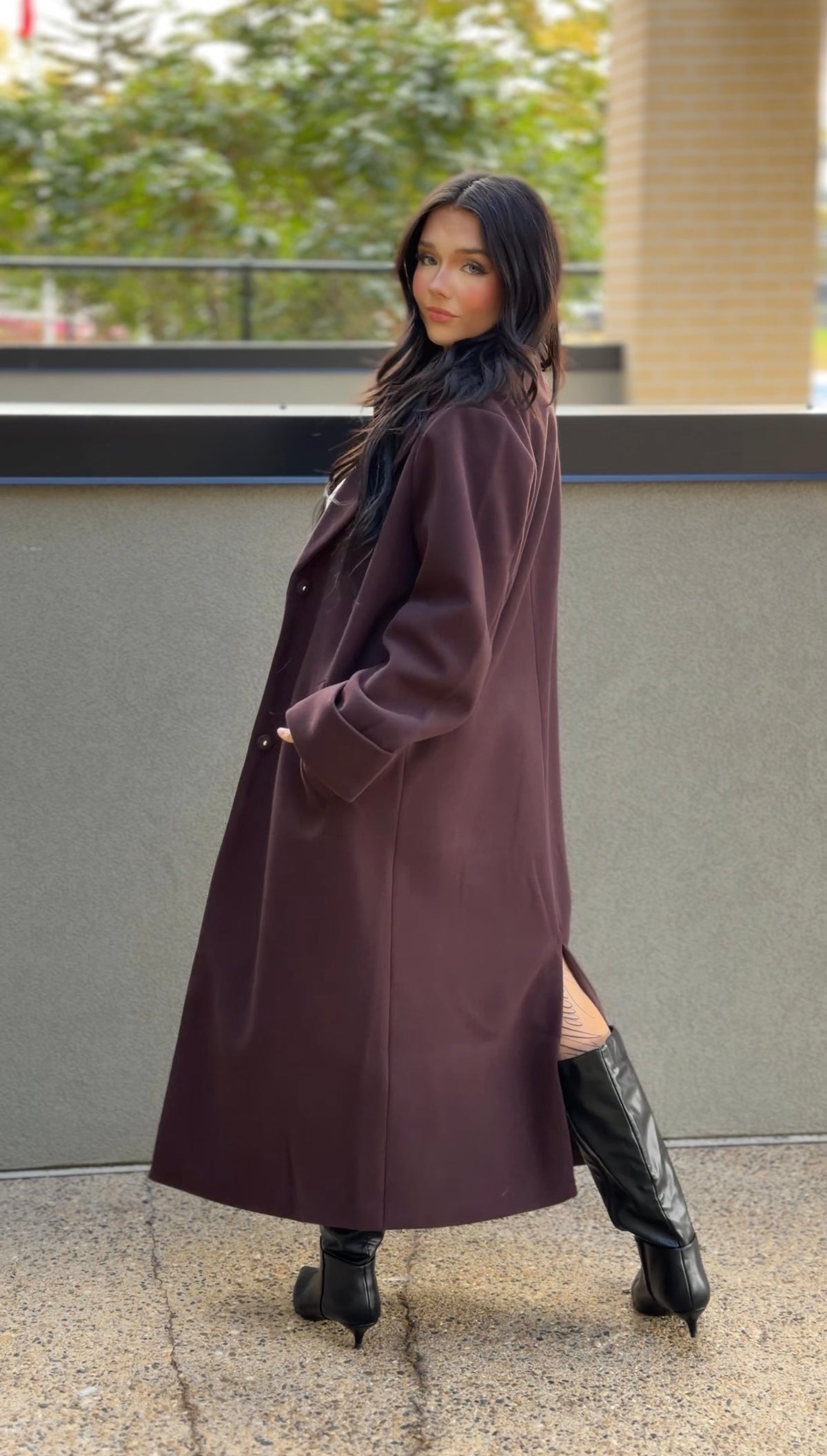 CADDY LONG COAT | ONLY (Chocolate Plum)