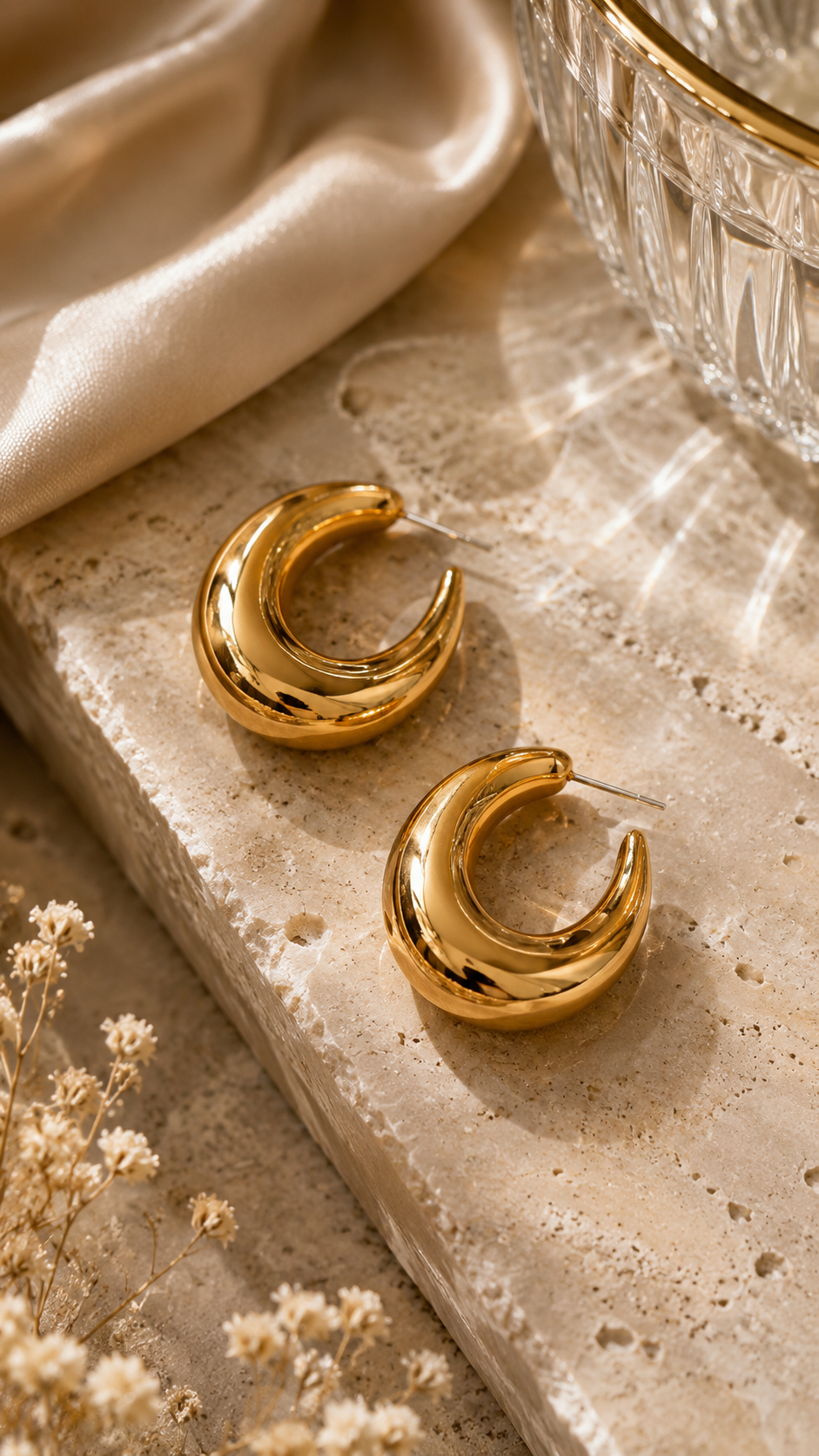 TAPERED GOLD HOOP EARRINGS