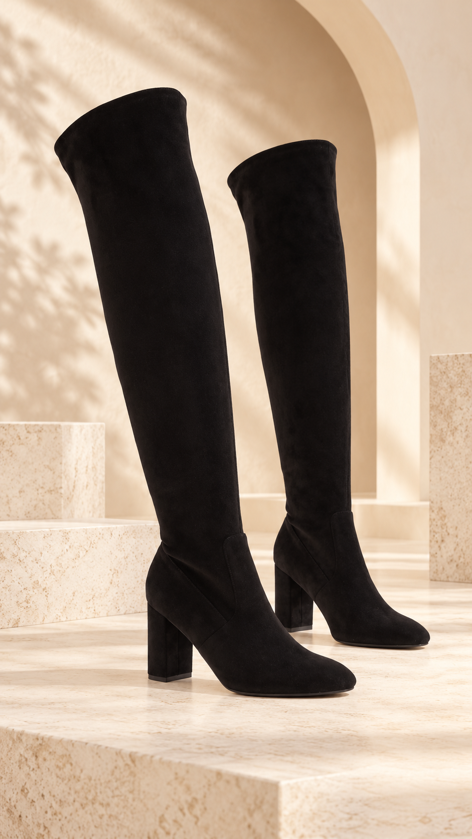 SARAH OVER THE KNEE SUEDE BOOTS (BLACK)