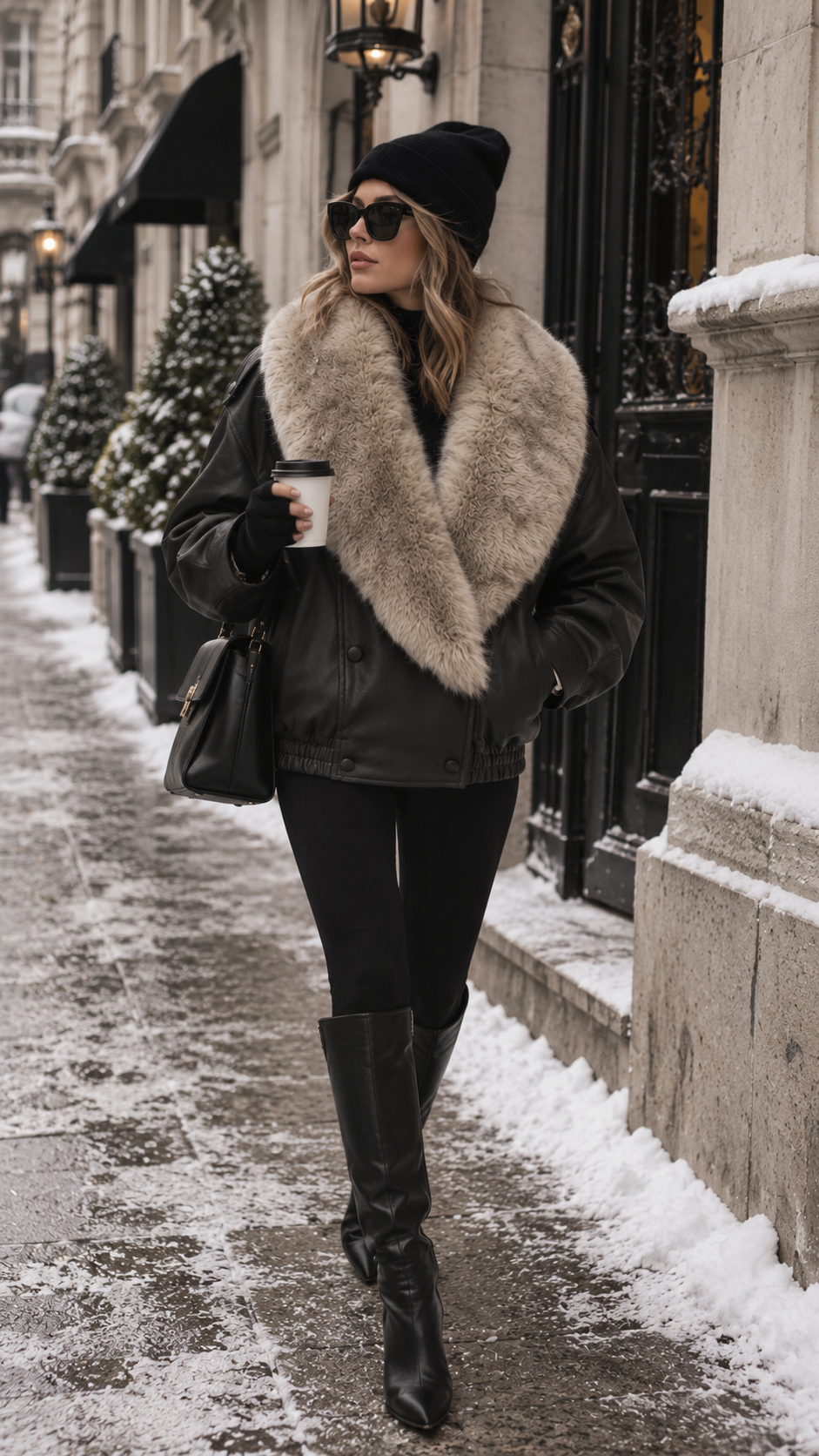 KIM MIX FAUX LEATHER FUR JACKET (ONLY)