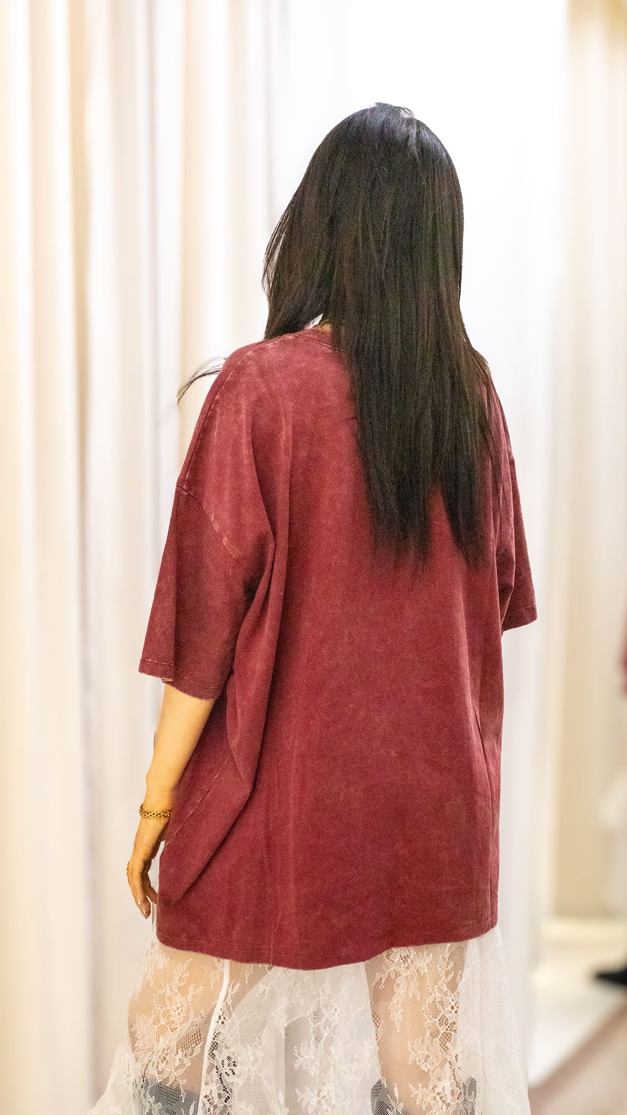 ACID WASH COTTON DROP SHOULDER BOYFRIEND BOX TEE
