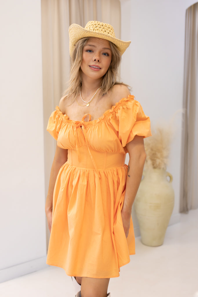 NEW POPPY MINI BABYDOLL CORSET DRESS (APRICOT)