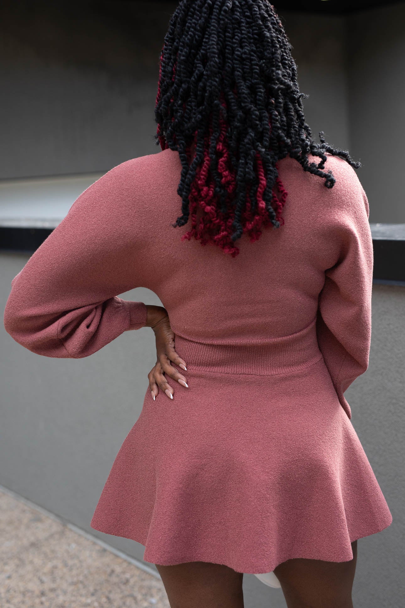 GENIVEVE FIT & FLARE SWEATER MINI DRESS | RUST | (BEST SELLER)