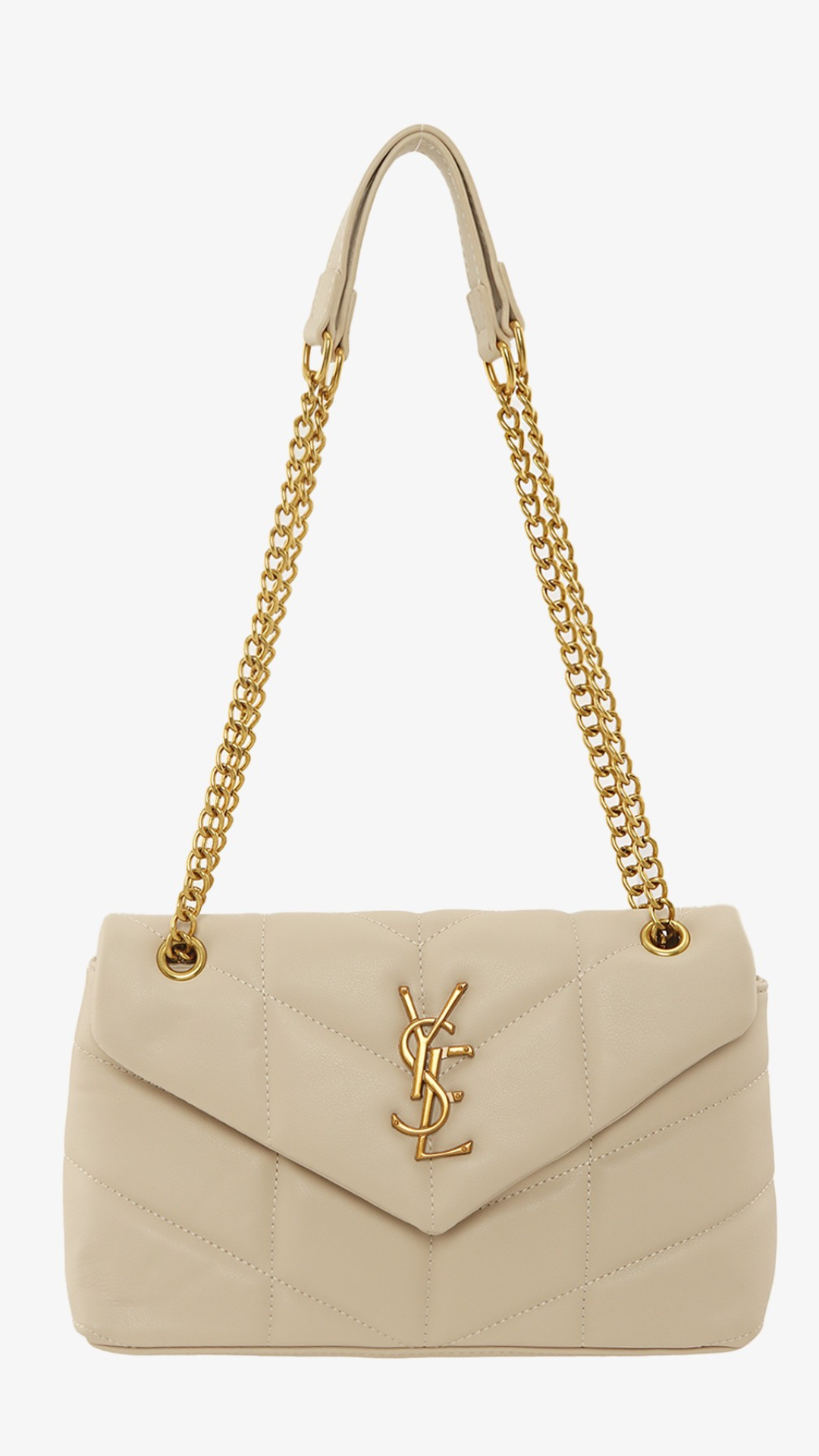 YSL METAL LETTER ENGRAVED PU LEATHER HANDBAG (BLACK & CREAM)