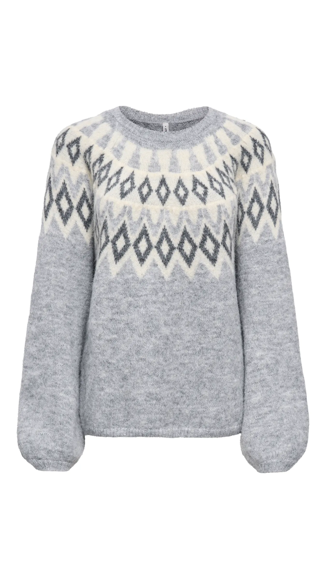 REYKJA FAIR ISLE O-NECK (GREY) | ONLY