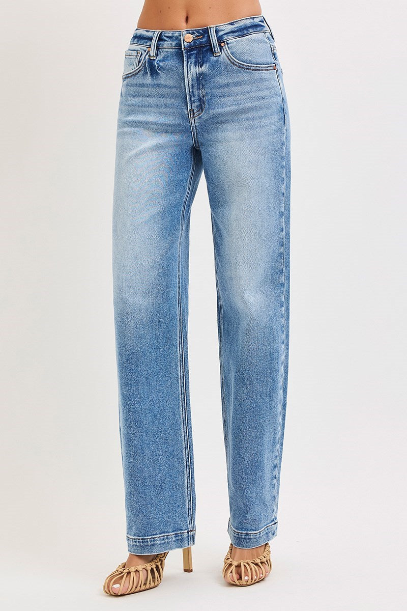 KIMBERLY HIGH RISE WIDE BAGGY JEANS (RISEN)