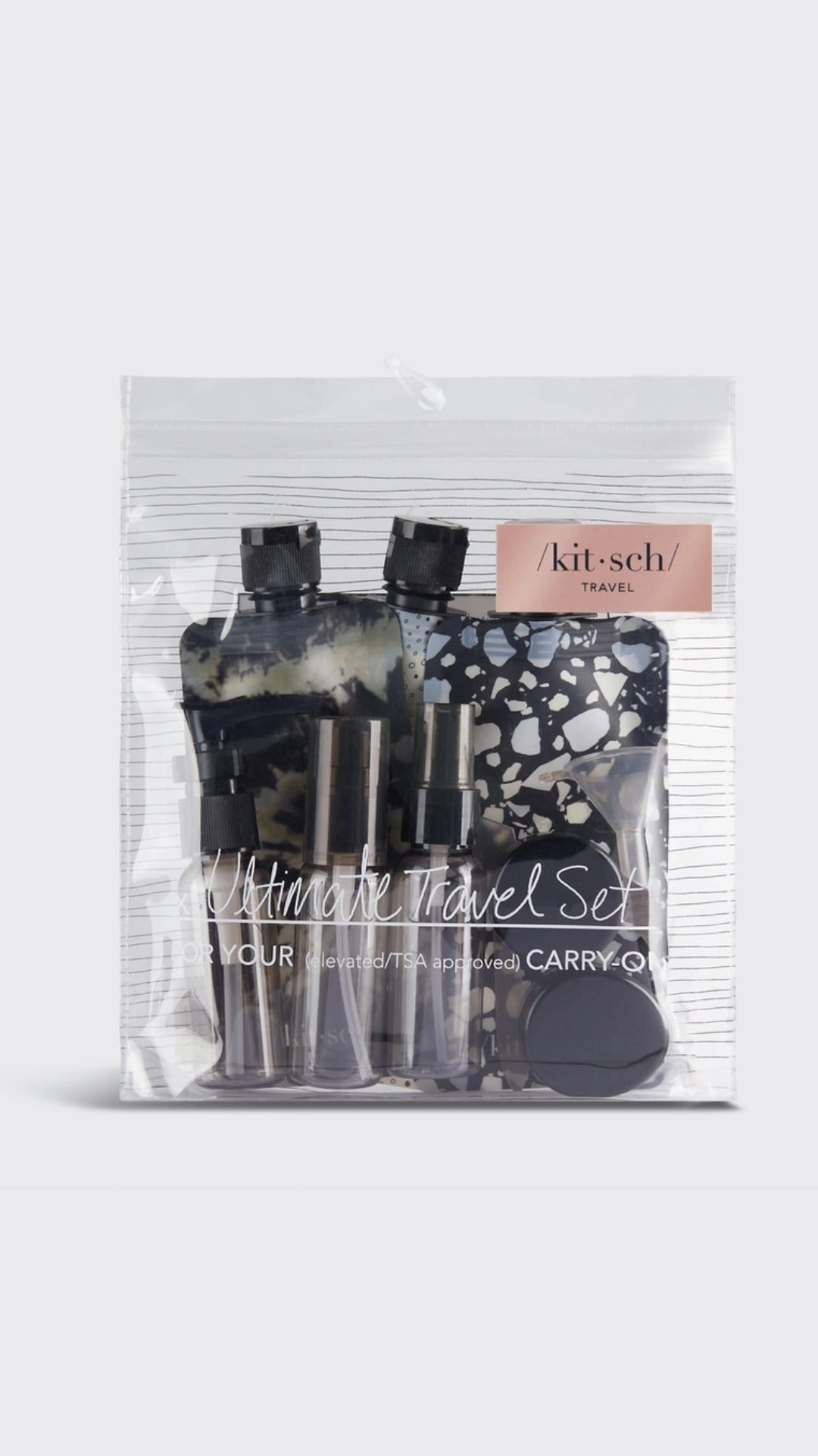 REFILLABLE ULTIMATE TRAVEL 11PC SET - BLACK & IVORY | KITSCH