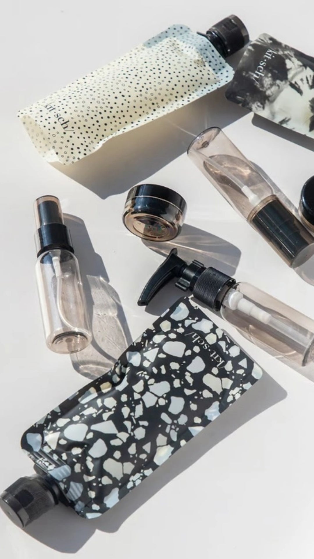 REFILLABLE ULTIMATE TRAVEL 11PC SET - BLACK & IVORY | KITSCH