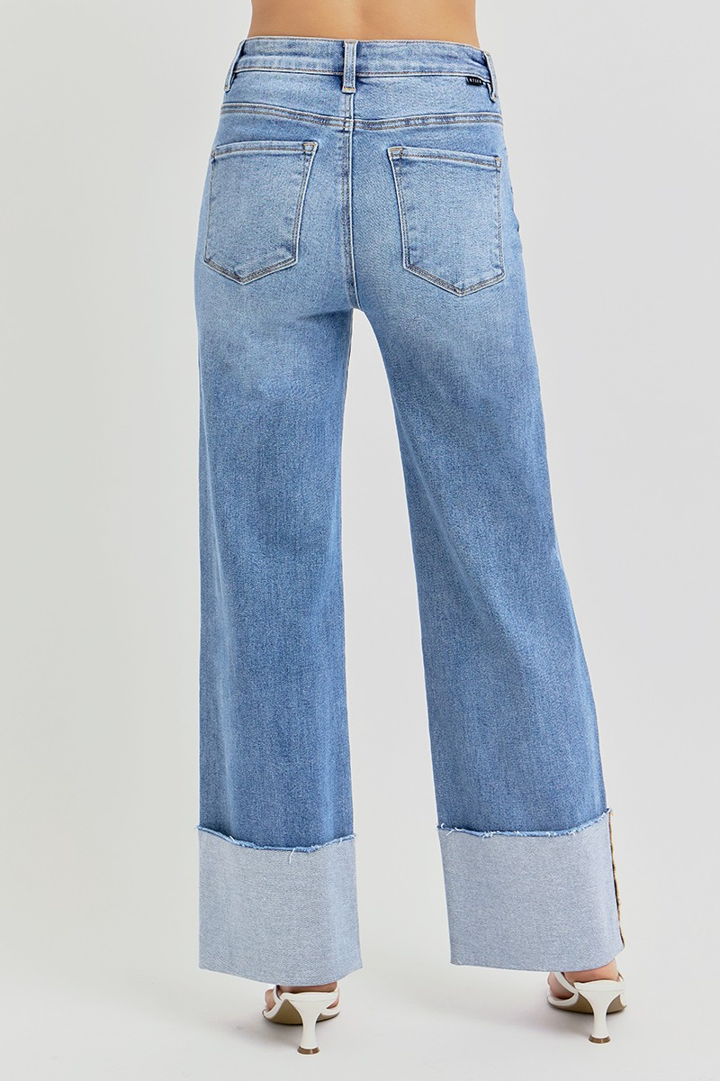 MARGOT HIGH RISE ANKLE WIDE CUFFED JEANS