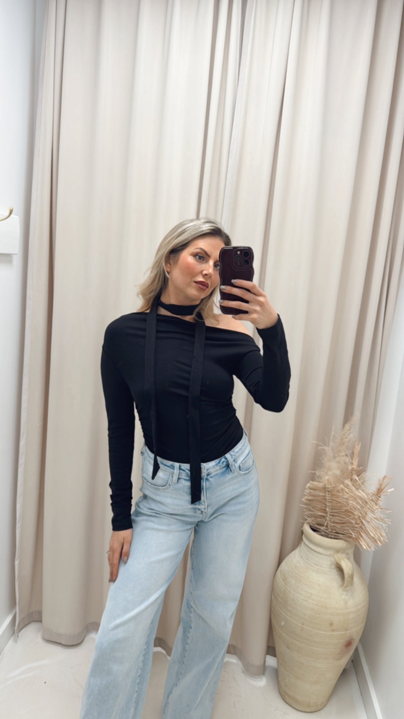 CLARISSA OFF-SHOULDER TOP WITH SCARF