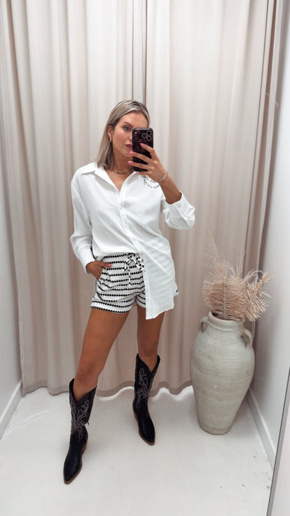 EVA CROCHET STRIPED SHORT | ONLY (WHITE)