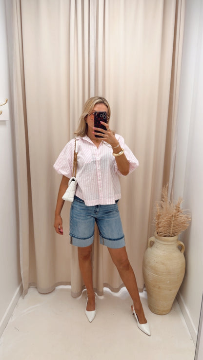 HIGH RISE MID LENGTH CUFFED SHORTS