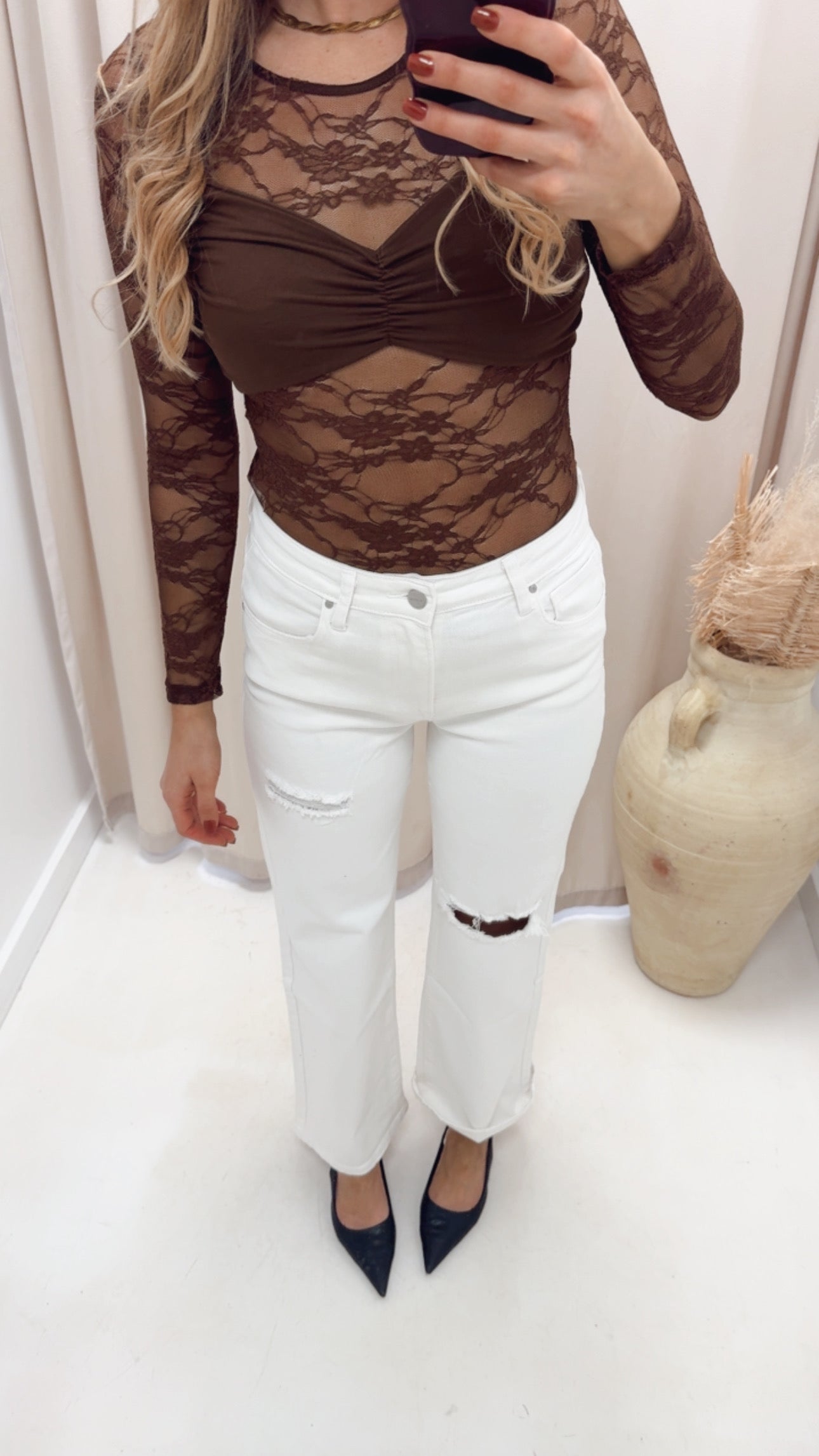 LACE TOP (BROWN)