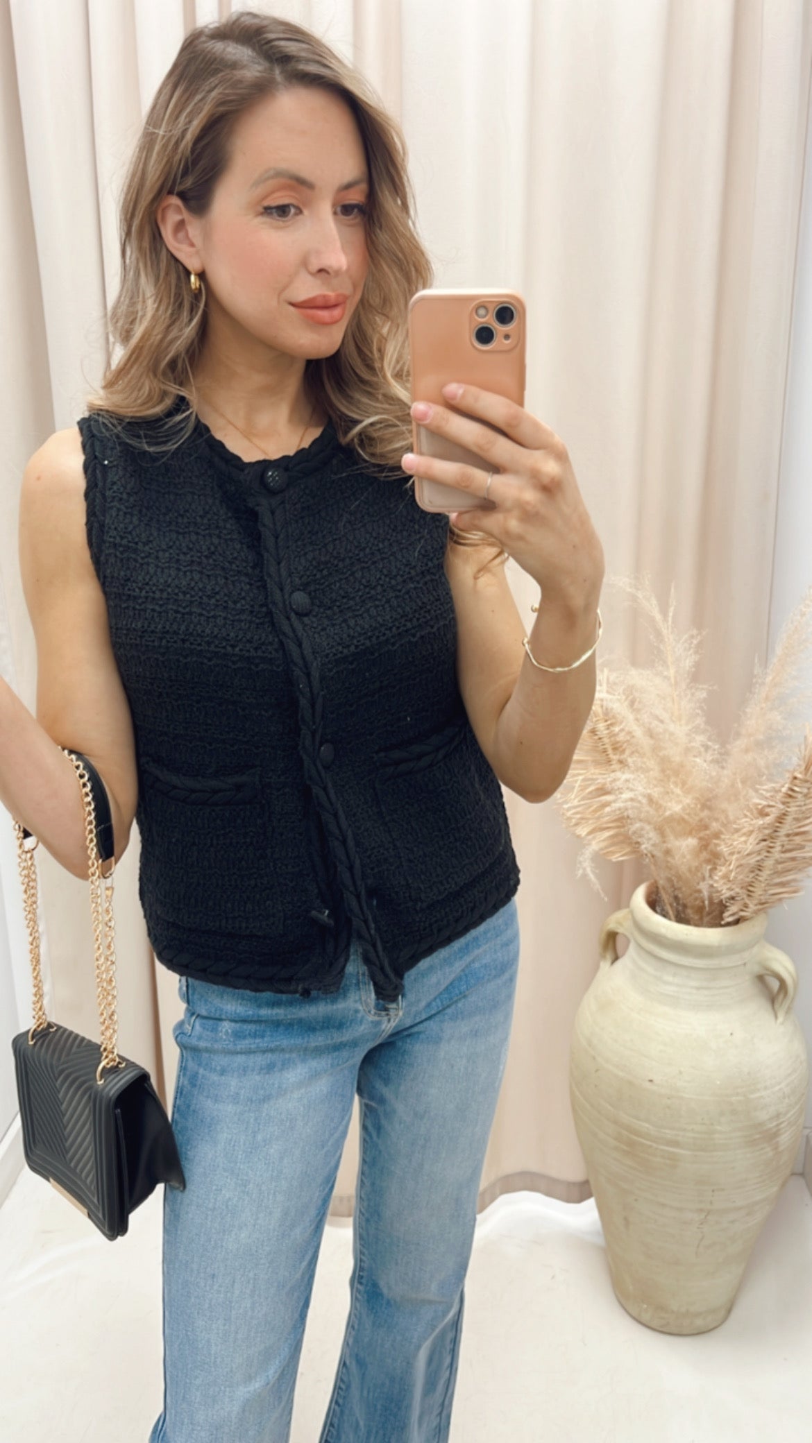 NEW STELLA TWEED VEST (BLACK)