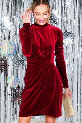 ELOISE' VELVET BURGUNDY MINI DRESS (WINE)