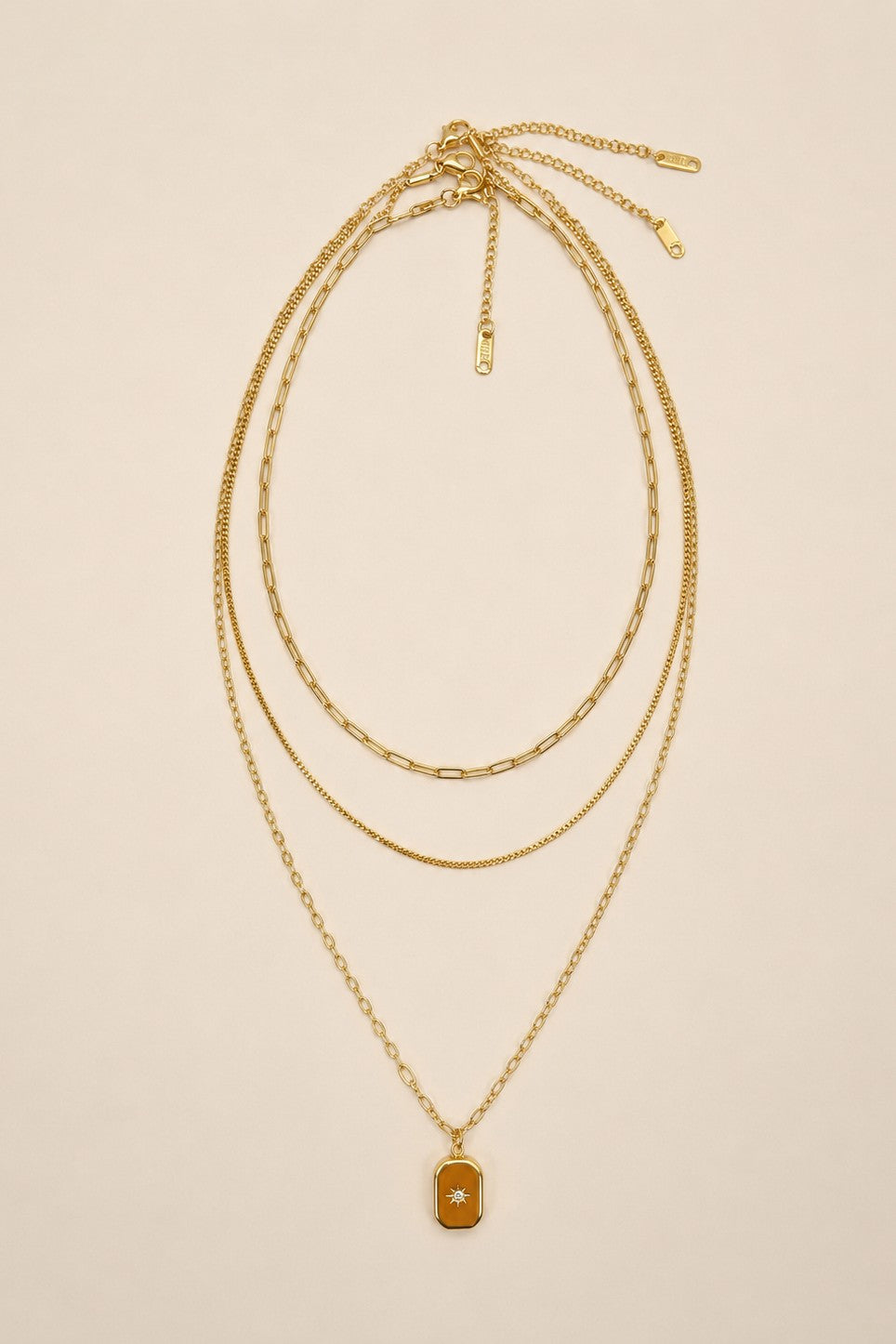 NORTH STAR TRIPLE LAYERED GOLD NECKLACE