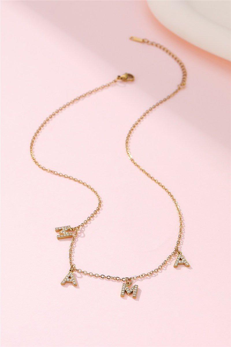 MAMA GOLD CRYSTAL  CHAIN NECKLACE