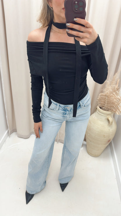 CLARISSA OFF-SHOULDER TOP WITH SCARF