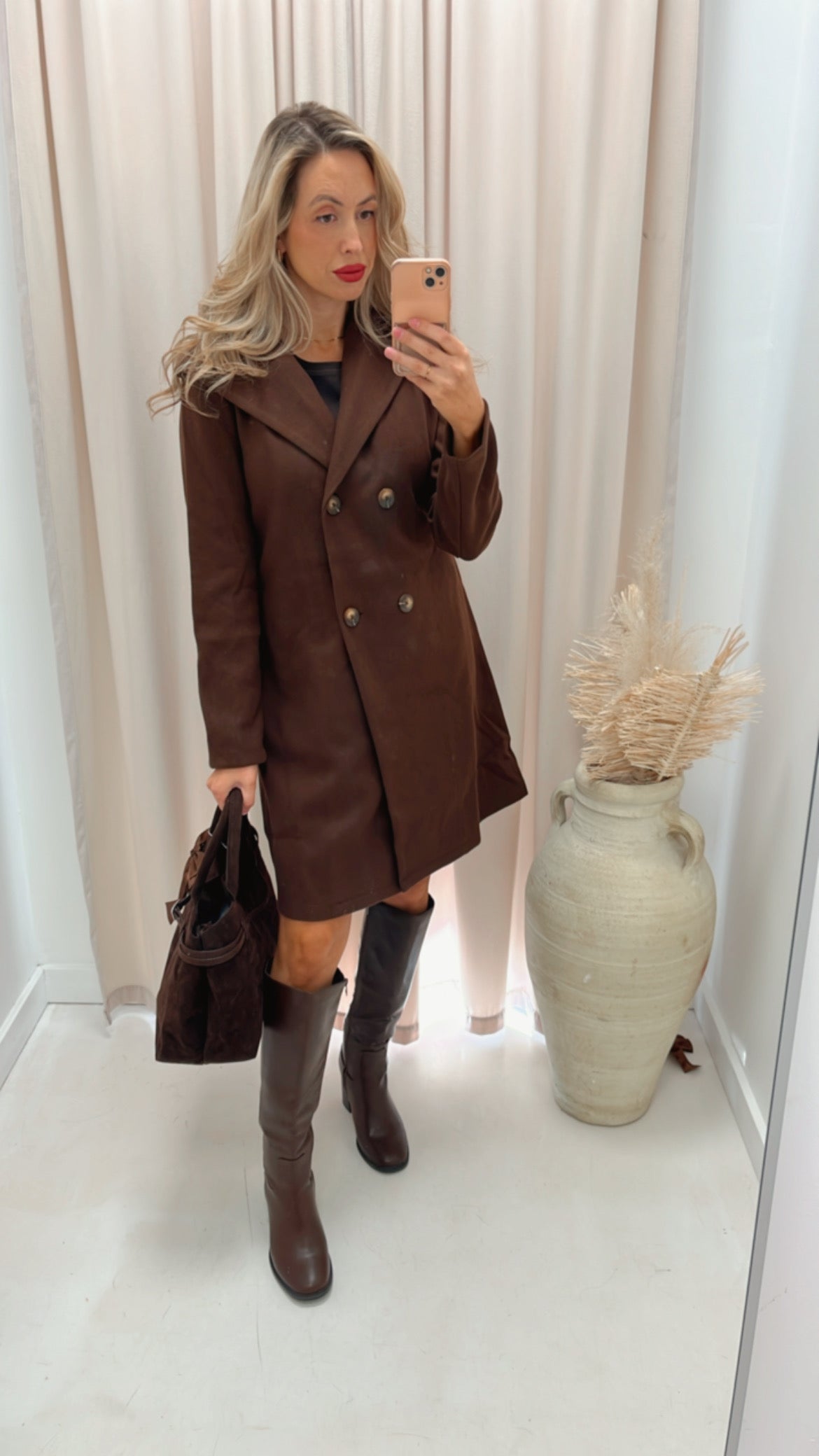HALLIE HOODED DRESS COAT (BROWN)