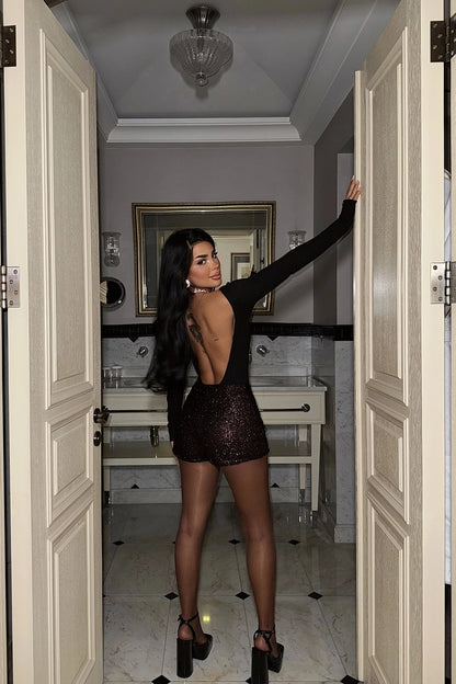 TATIANA SEQUIN SHORTS (BLACK | SILVER | BURGUNDY)