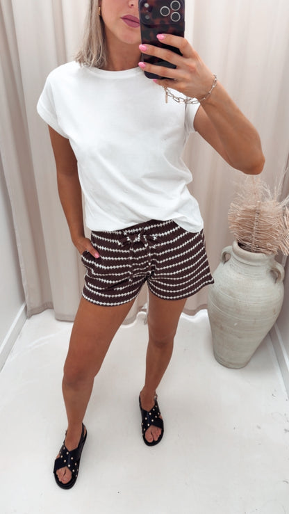 EVA CROCHET STRIPED SHORT | ONLY (BROWN)