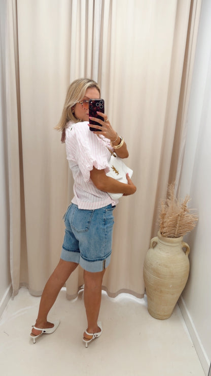 HIGH RISE MID LENGTH CUFFED SHORTS