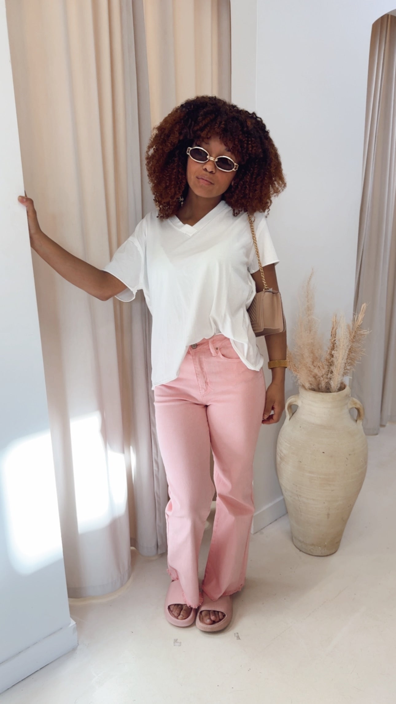 KIARA OVERSIZED RAW EDGE TEE | WHITE