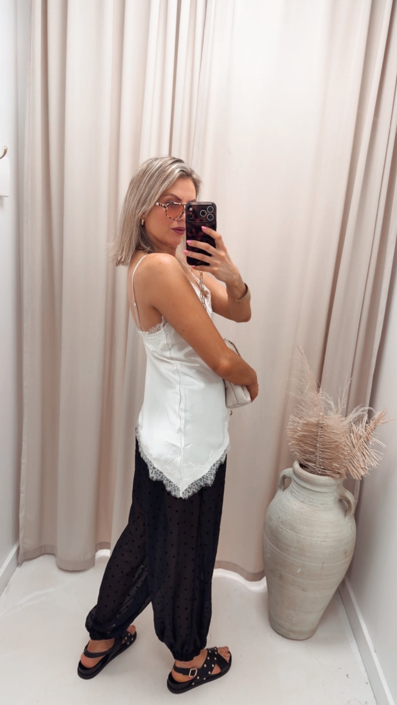 BELLA STRAP SATIN LACE TOP