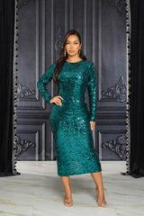 FARRAH MIDI SEQUIN DRESS