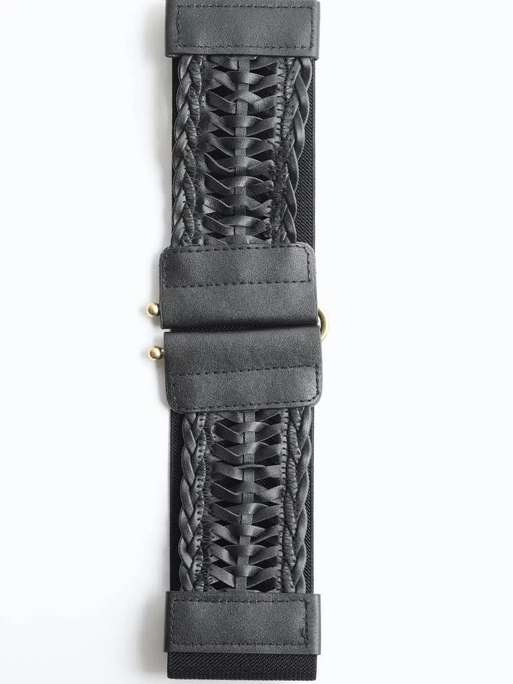 NEW LEATHER BRAID ELASTIC BELT (BLACK)