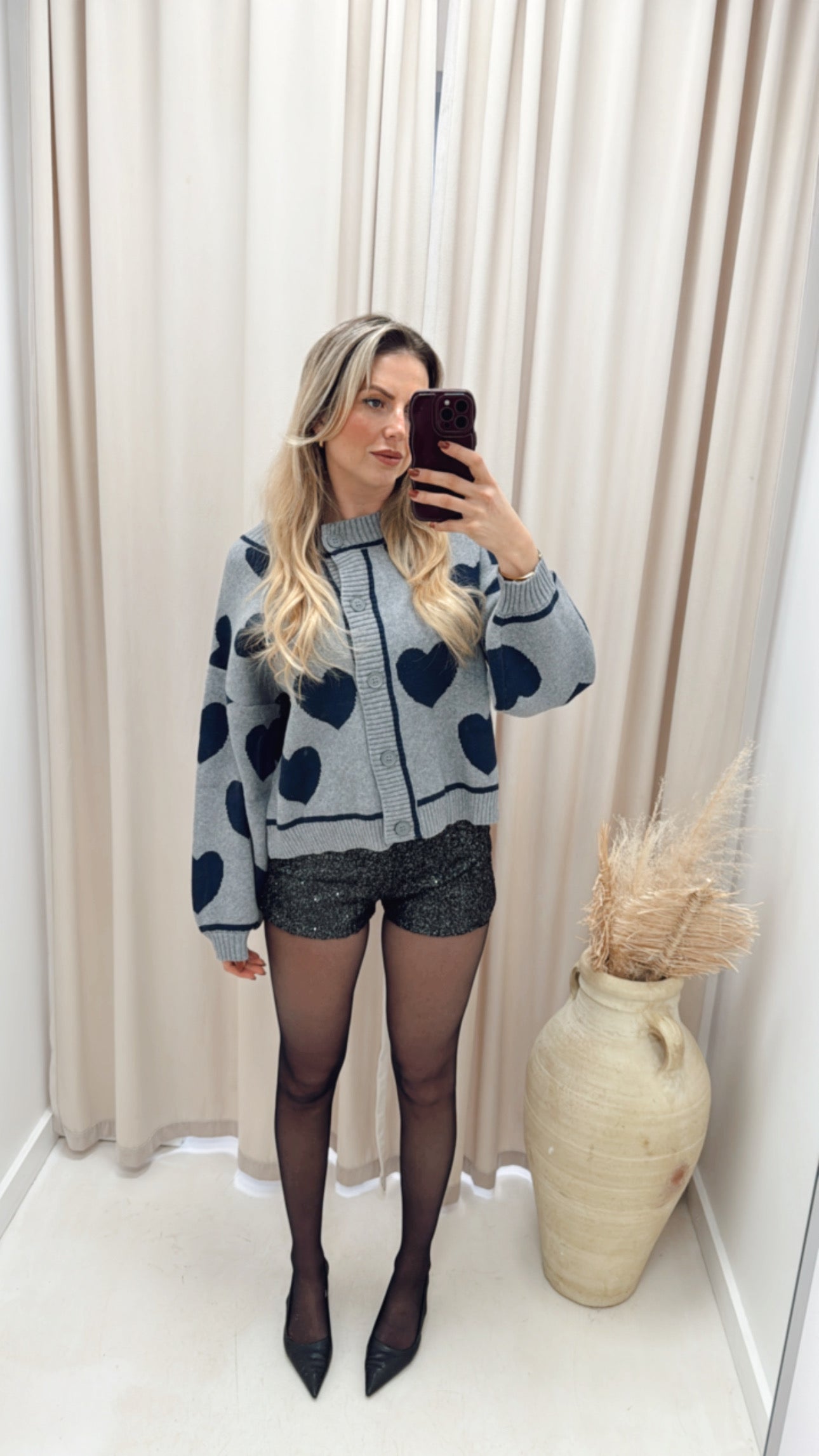 HEART CARDIGAN (NAVY &amp; GREY)