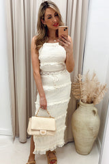 NEW LINDSAY TWO PIECE SKIRT SET (BEIGE)