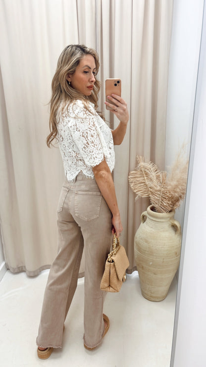 NEW GWEN ACID WASH WIDE LEG JEANS (ASH MOCHA) BEST SELLER