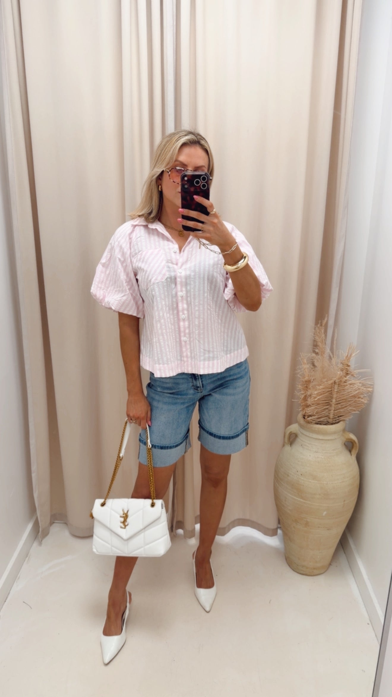 HIGH RISE MID LENGTH CUFFED SHORTS