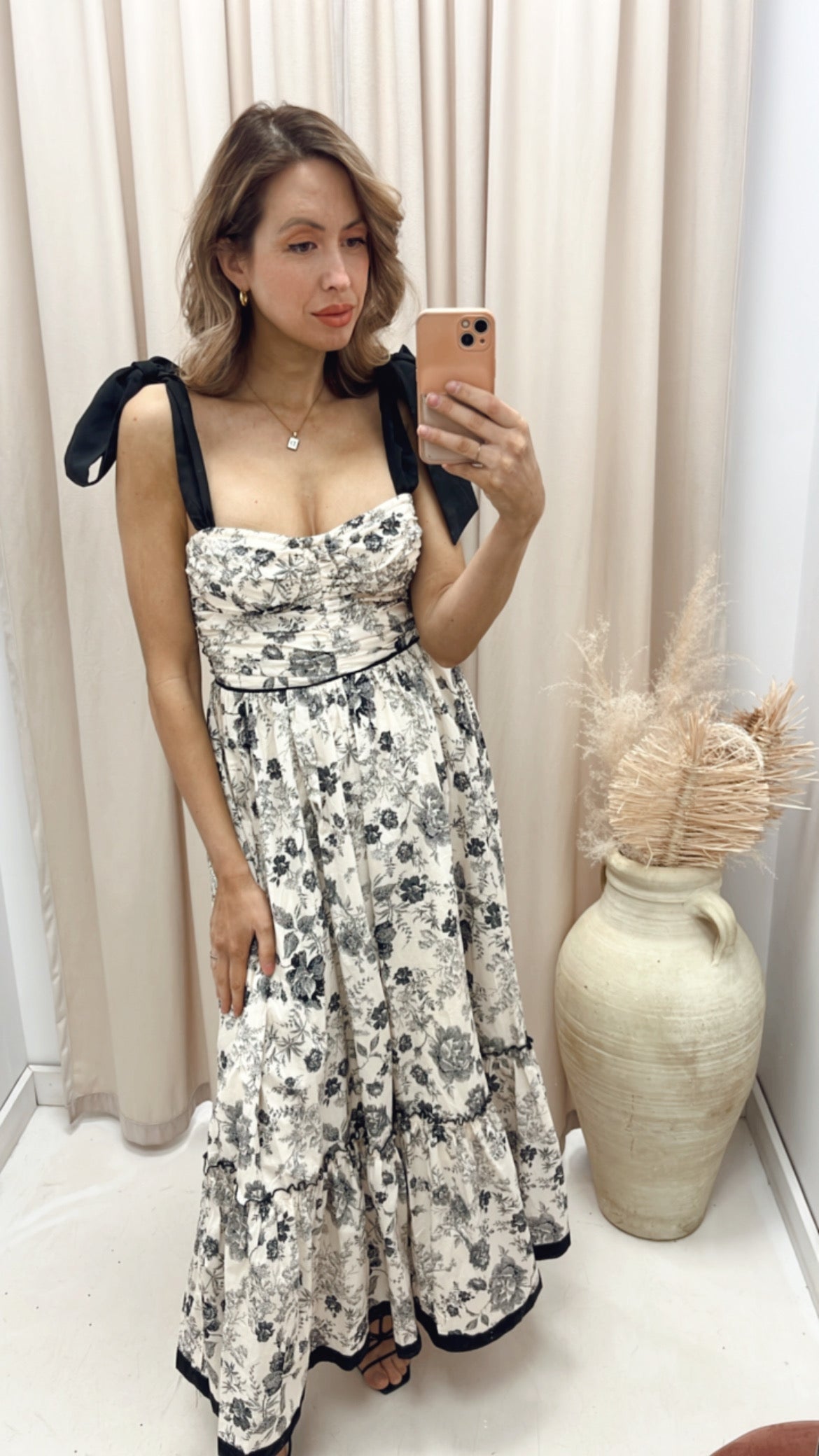NEW DELLA FLORAL MIDI (BLACK\IVORY)