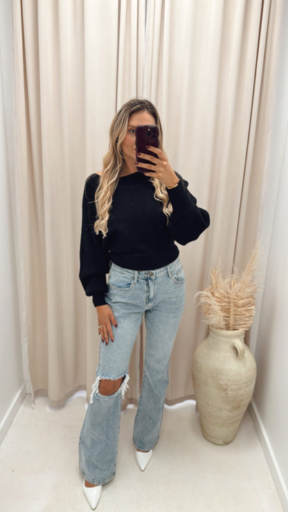 ARLA RIBBED SWEATER (BLACK)