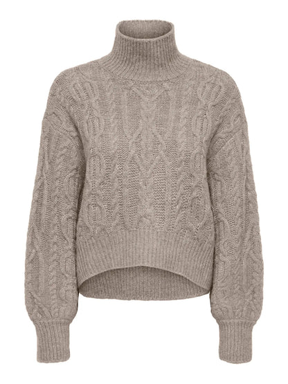 HILDE CABLE KNIT SHORT CABLE (BEIGE)