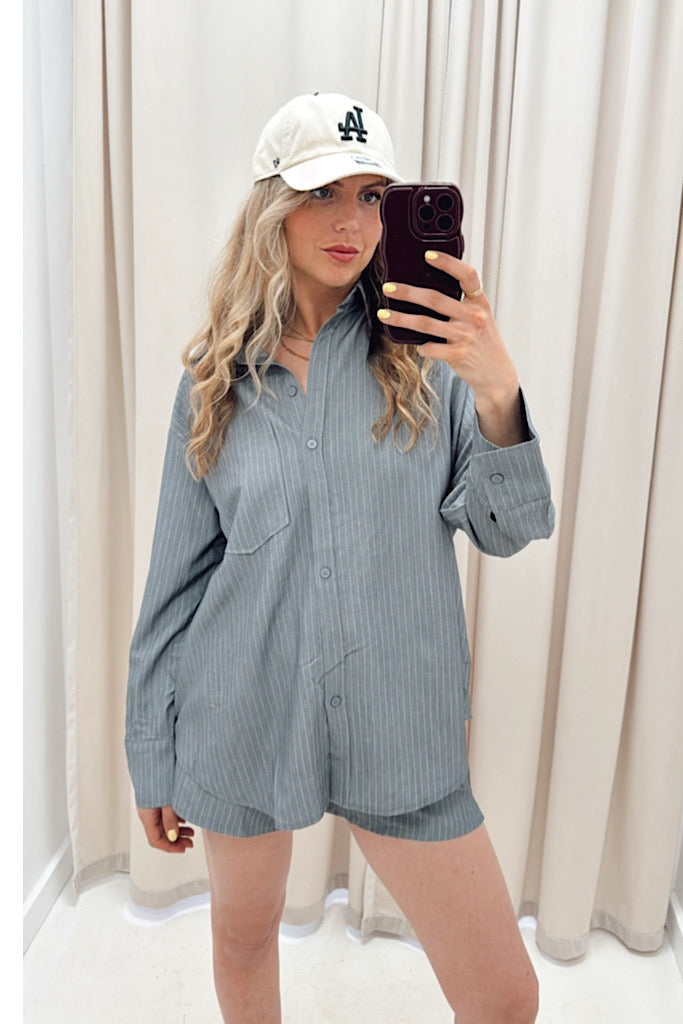 NEW QUIN TWO PIECE SHORT SET (CHARCOAL GREY)