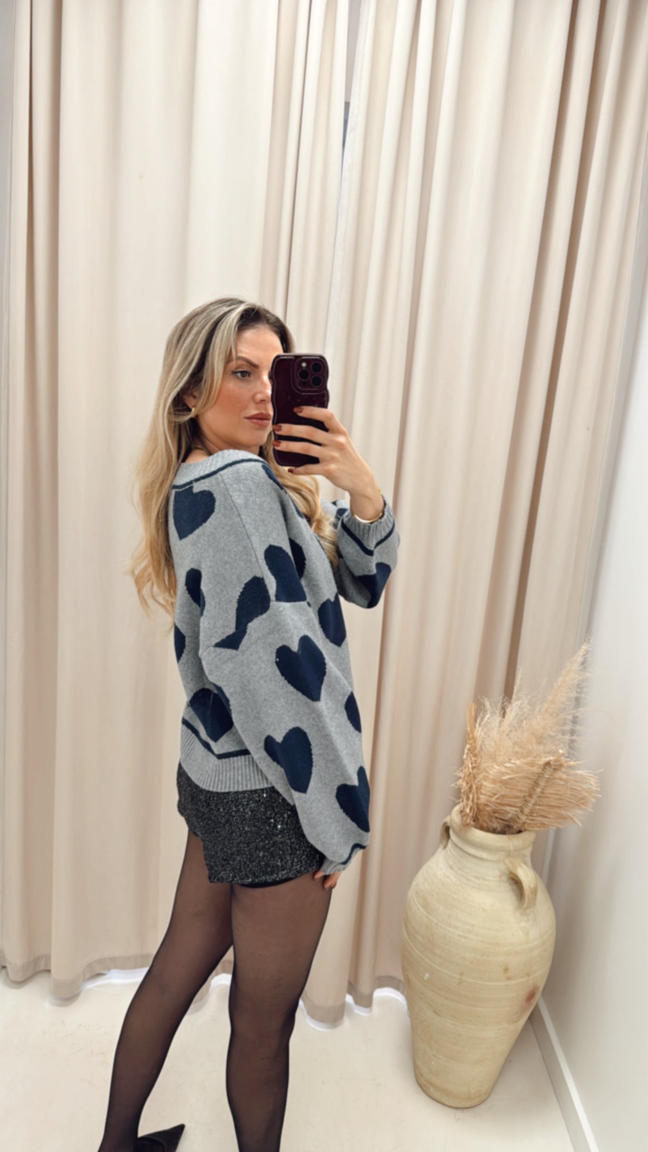 HEART CARDIGAN (NAVY &amp; GREY)