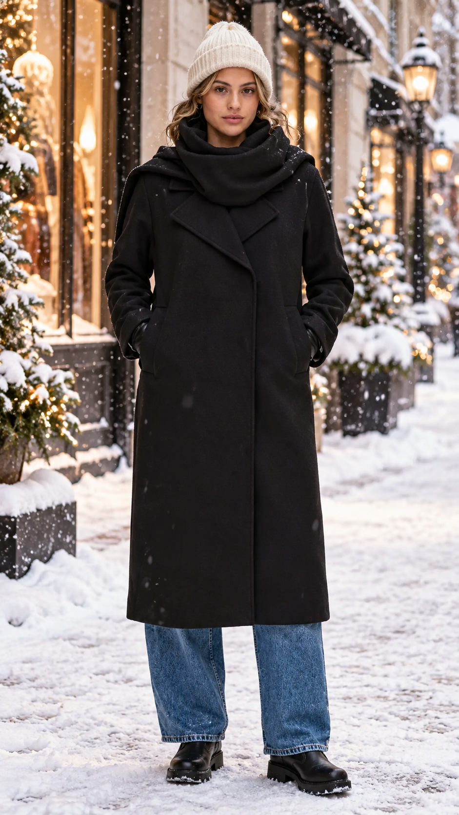 ELBA LIFE SCARF COAT (BLACK) | ONLY