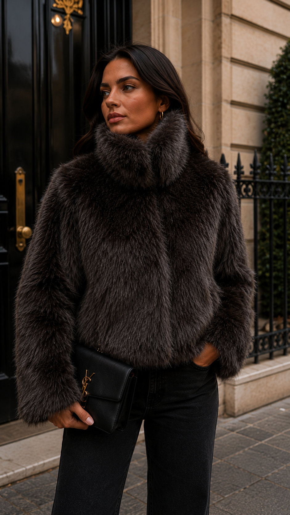 MANNY FAUX FUR (DARK BROWN) ONLY