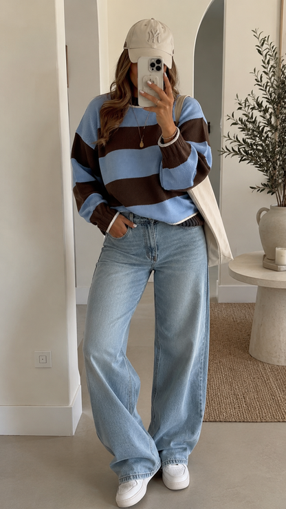 ESME STRIPED SWEATER (BLUE MULTI)