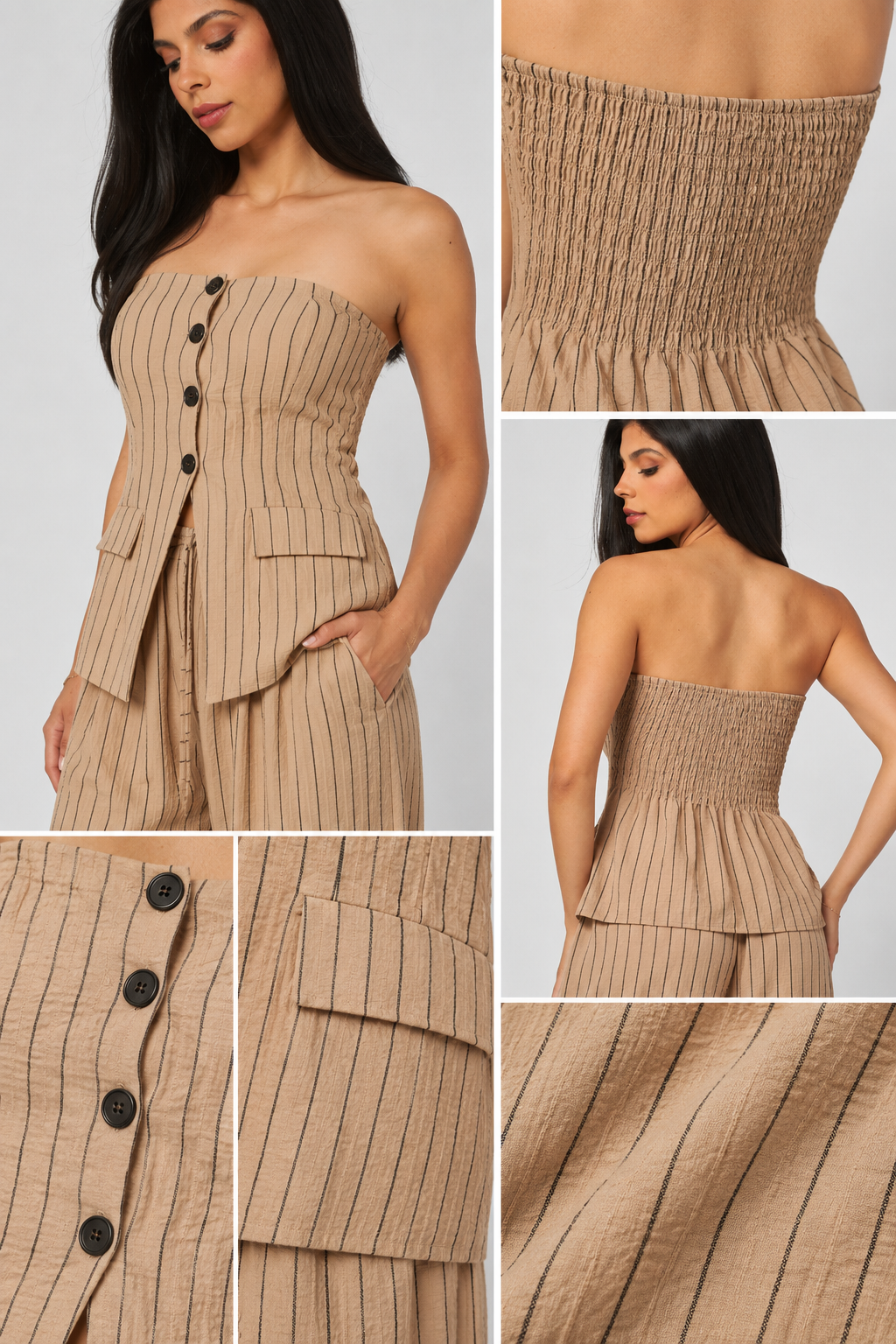 BAILEY STRIPED STRAPLESS TOP