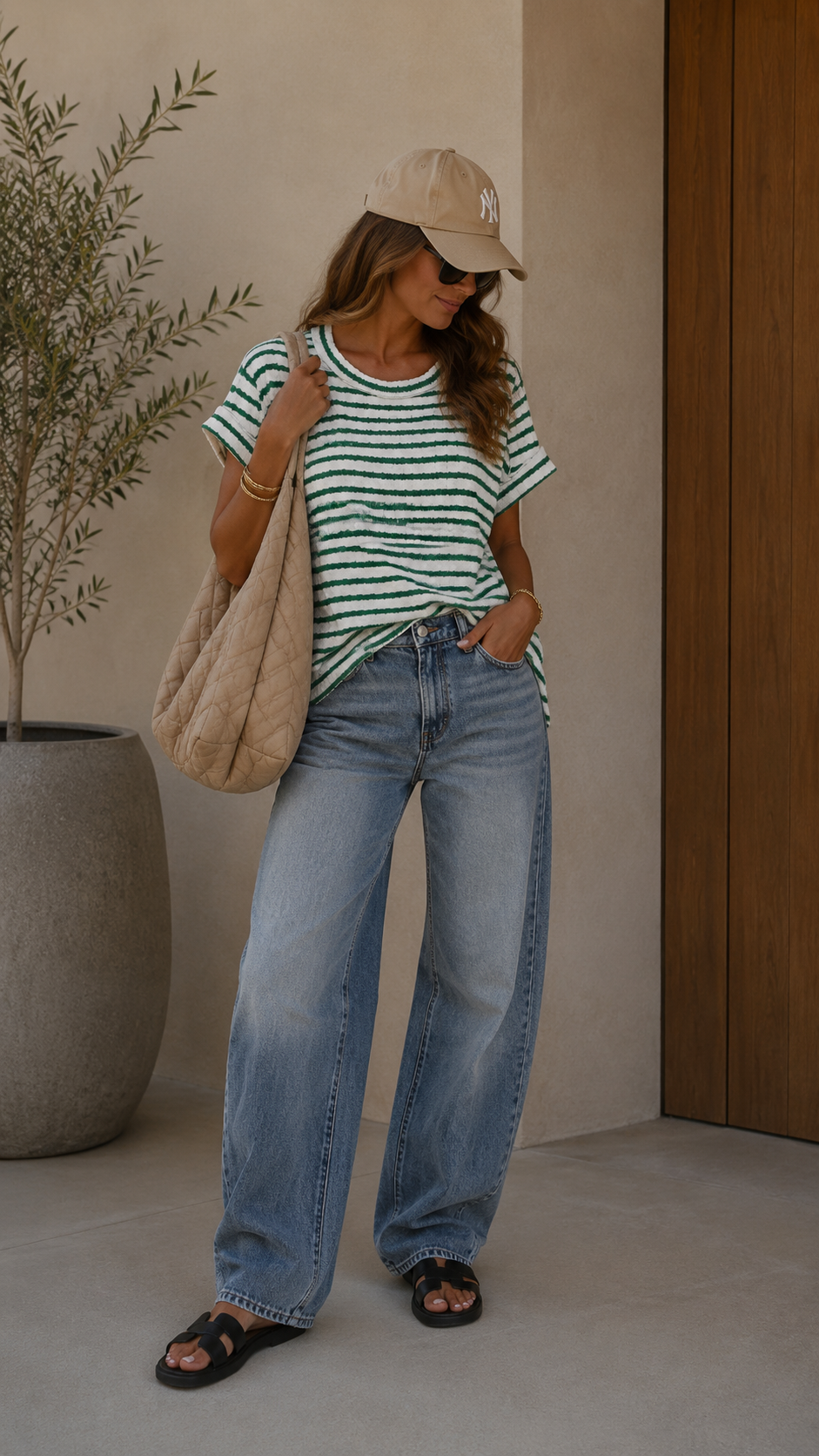 JACQUARD STRIPE T-SHIRT (GREEN)