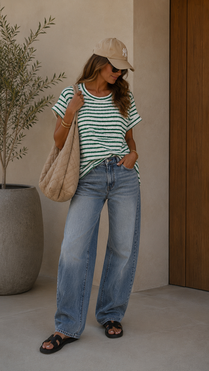 JACQUARD STRIPE T-SHIRT (GREEN)